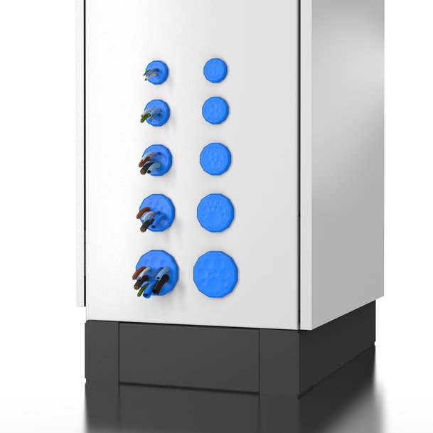 Cable entries for high packing density on a small footprint